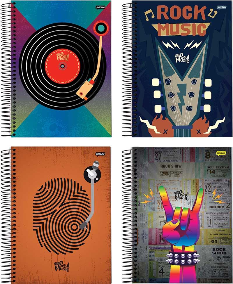 Caderno Espiral 80 Folhas Capa Dura Soul Music - Jandaia
