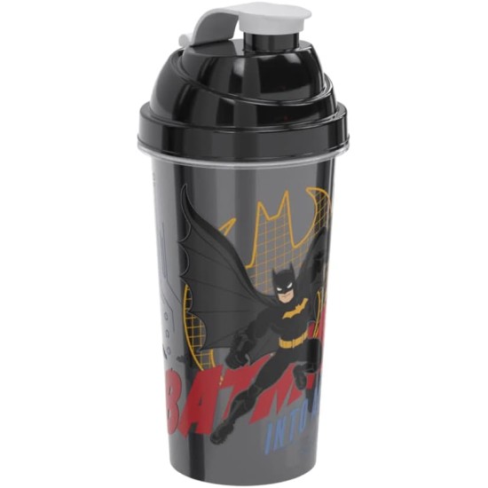 Shakeira Batman com Tampa Rosca e Misturador 580 ml - Plasútil