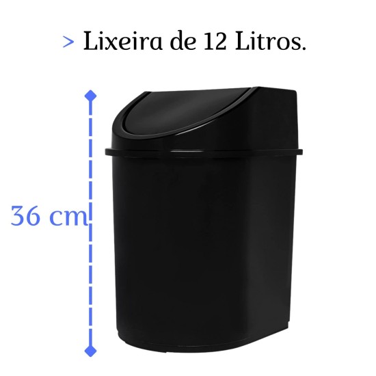 Lixeira Basculante 12L Preta Eco Nature – Jaguar