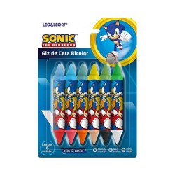 Giz de Cera 12 Cores Big Bicolor Sonic - Leonora