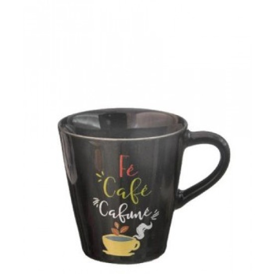 Caneca 120ml Preta Dec Café - Porcelanas LU