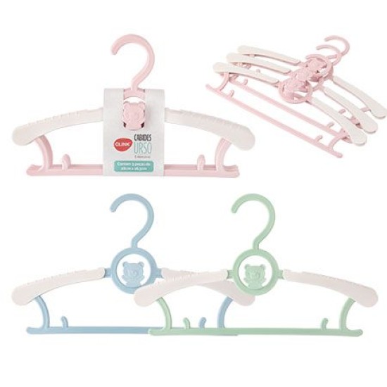 Kit 3 Cabides Urso Plástico PP - Clink