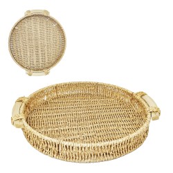 Bandeja de Plástico com Alça de Madeira