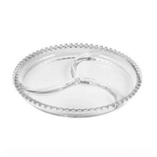 Petisqueira Cristal Redonda 3 Divisórias Pearl