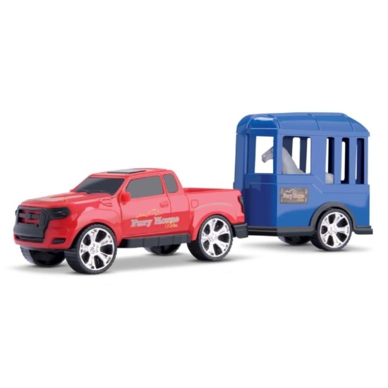 Caminhonete Com Trailer Fury Horse De Brinquedo