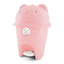 Lixeira Ursinho Com Pedal Rosa Bebê