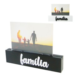Porta Retrato 10X15 Família Com Base De Madeira