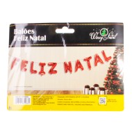 Kit 10 Balões Com A Palavra Feliz Natal 