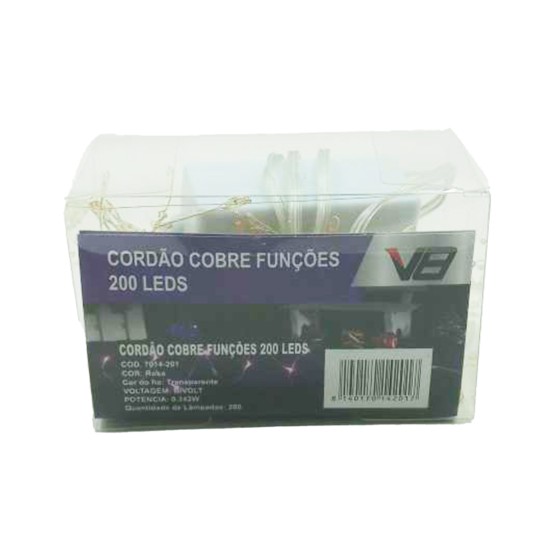 Cordão Cobre Funções 200 LED Rosa