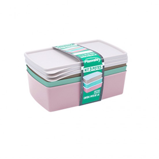 Kit Potes 3 Peças 1,4 Litros Kit Potes 3 Peças 1,4 Litros