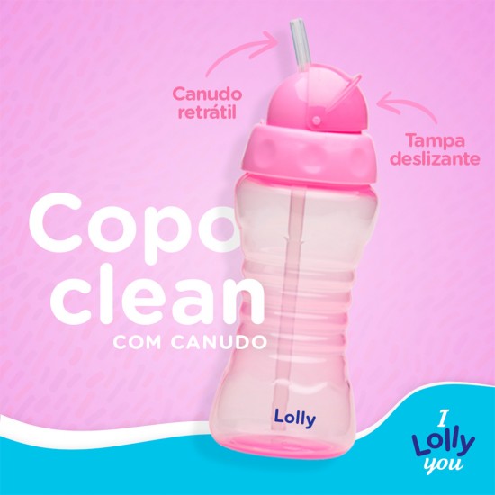 Copo Clean Com Canudo Rosa Bebê