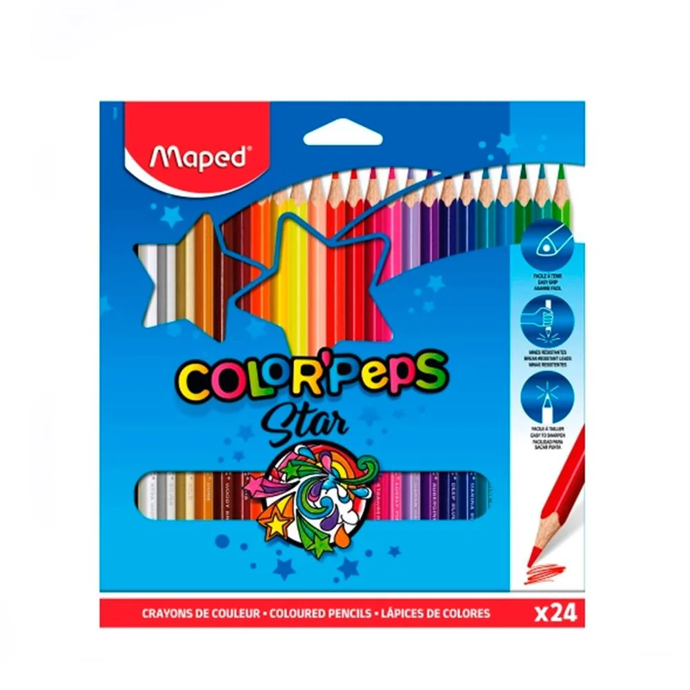 Lápis de Cor Maped Color'Peps Star - 24 Cores  + 6 Cores Duo