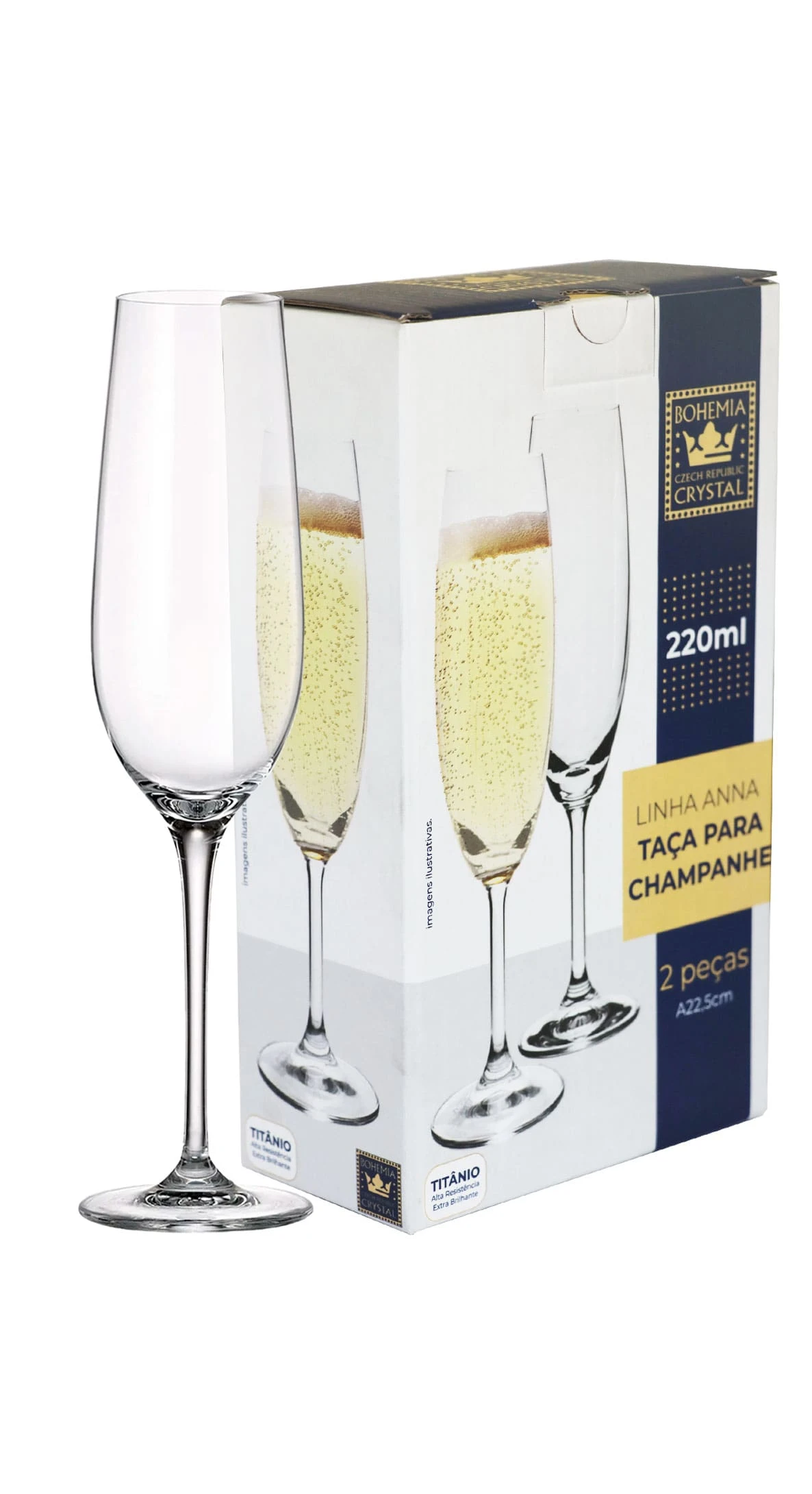 Conjunto de 02 Taças para Champagne Bohemia – 220ml