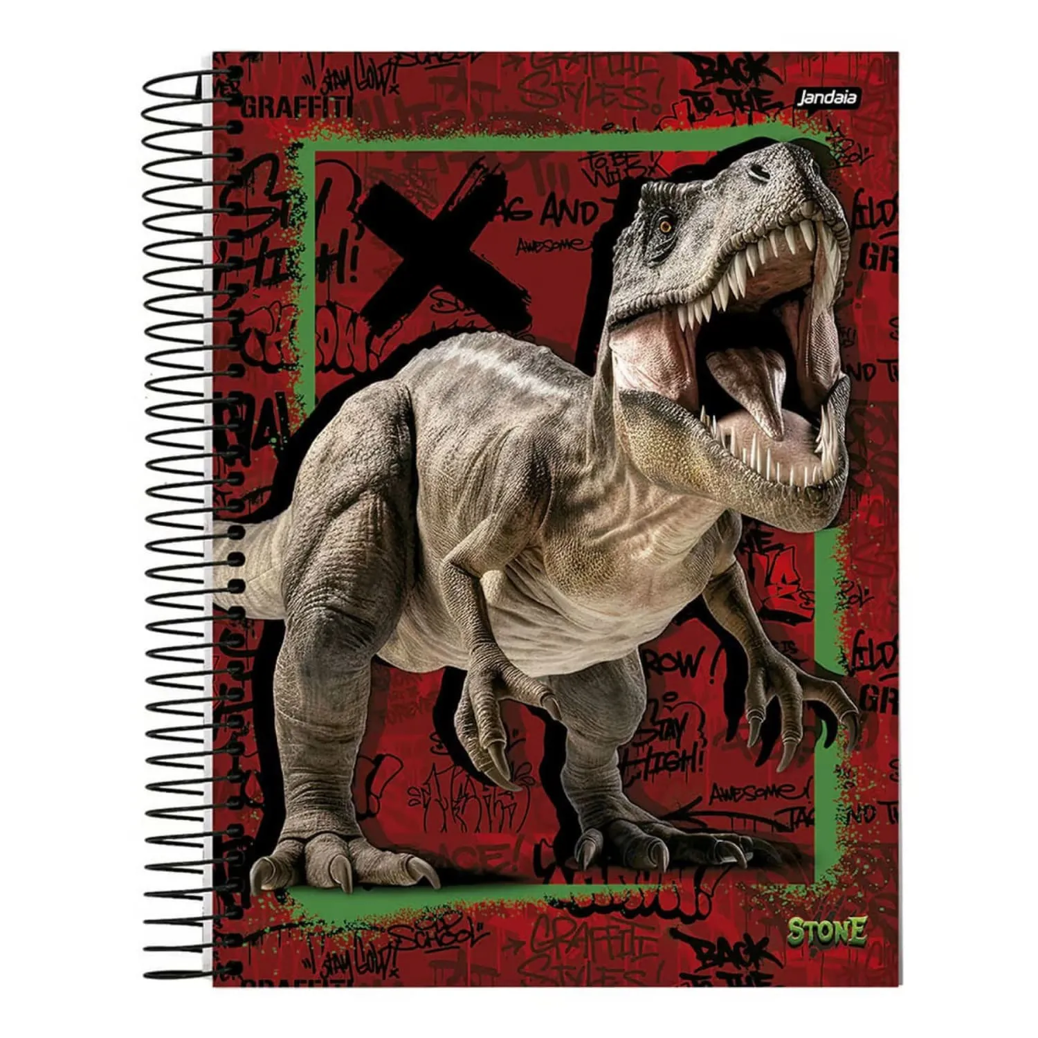 Caderno Espiral Capa Dura Stone Dinossauro 80 Folhas - Jandaia