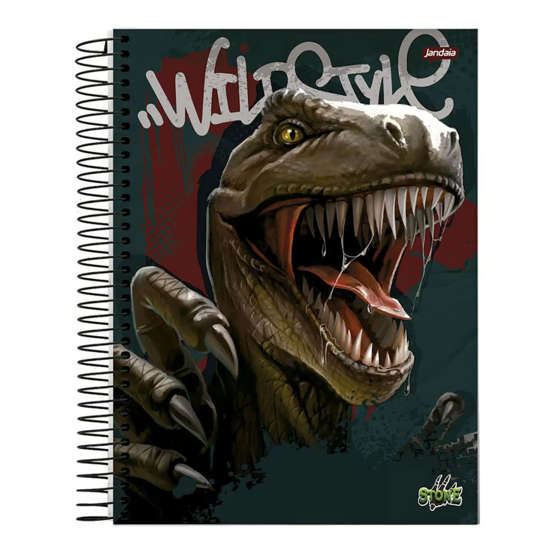 Caderno Espiral Capa Dura Stone Dinossauro 80 Folhas - Jandaia