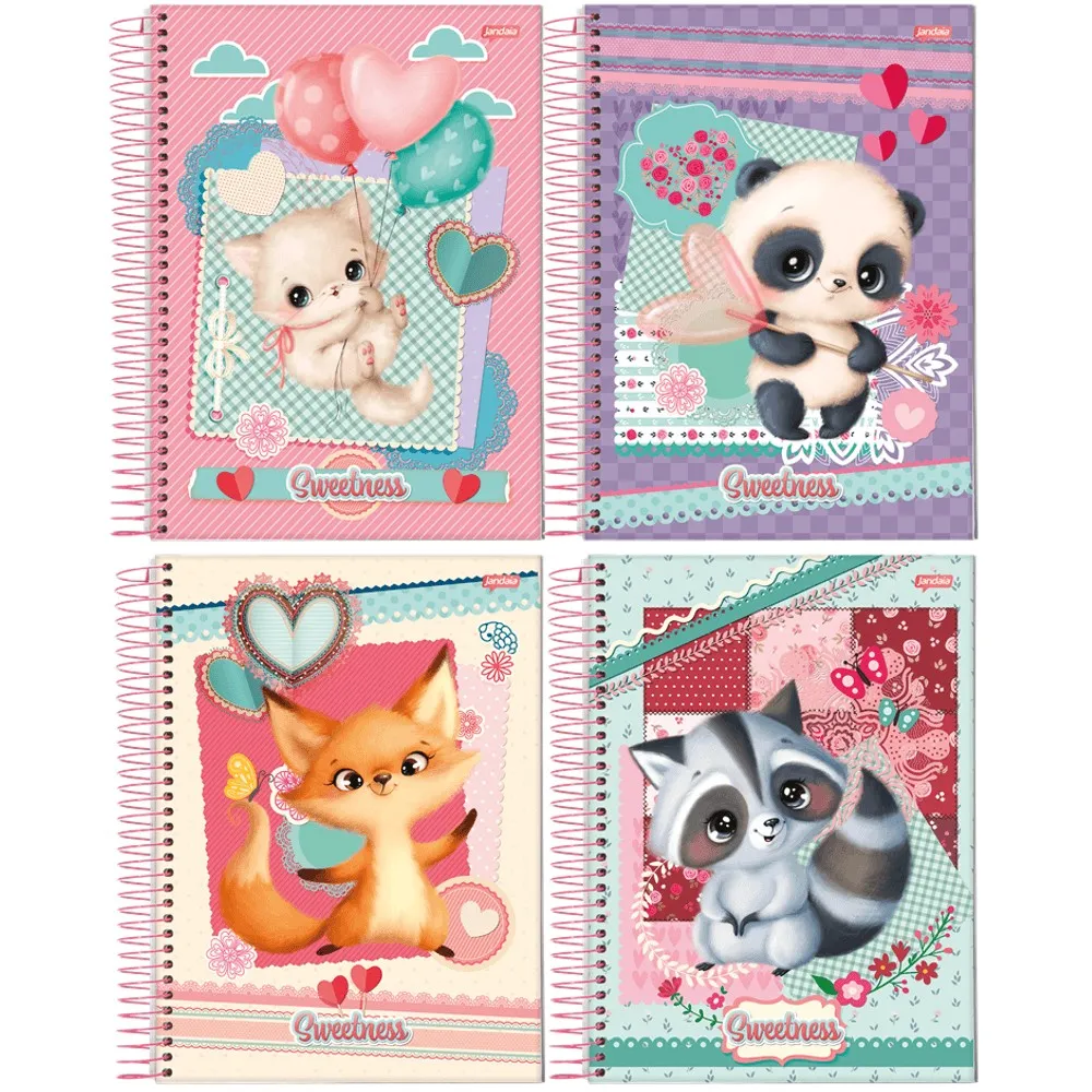 Caderno Espiral Capa Dura Sweet 80 Folhas -  Jandaia