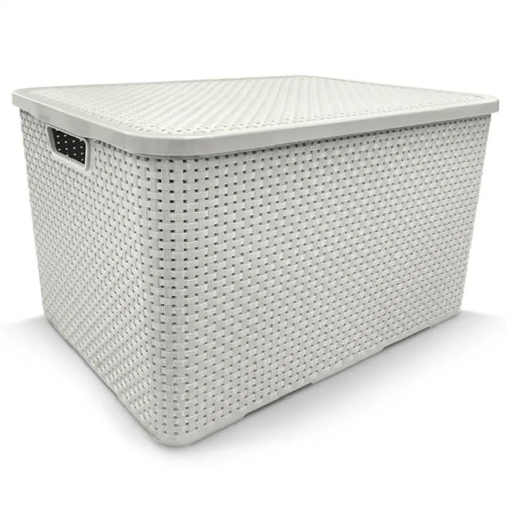 Organizador Rattan com Tampa 7L Branco 