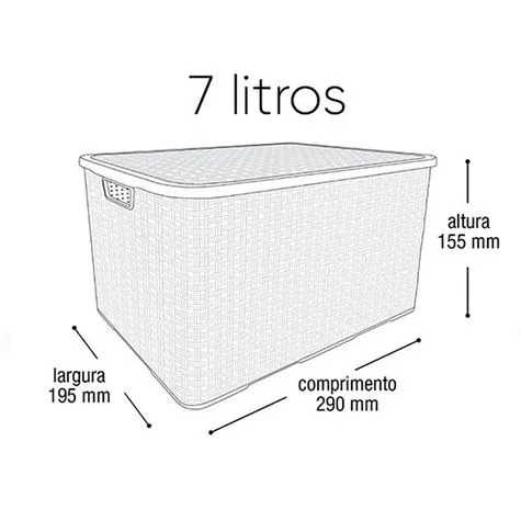 Organizador Rattan com Tampa 7L Branco 