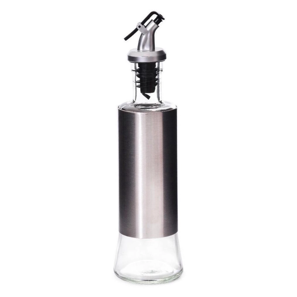Porta Azeite Vinagre Com Dosador em Aço Inox - 300ml Vidro 