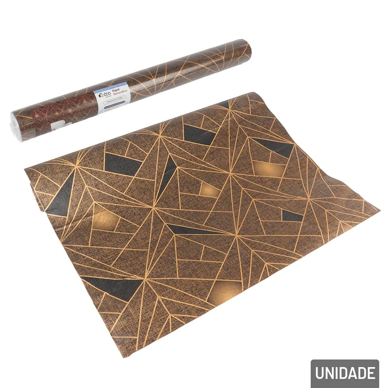 Papel de Parede 45cm x 5m - Linhas Geométricas Marrom