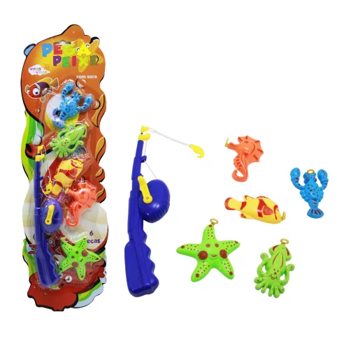 Brinquedo Pega Peixe com Vara - 25cm 