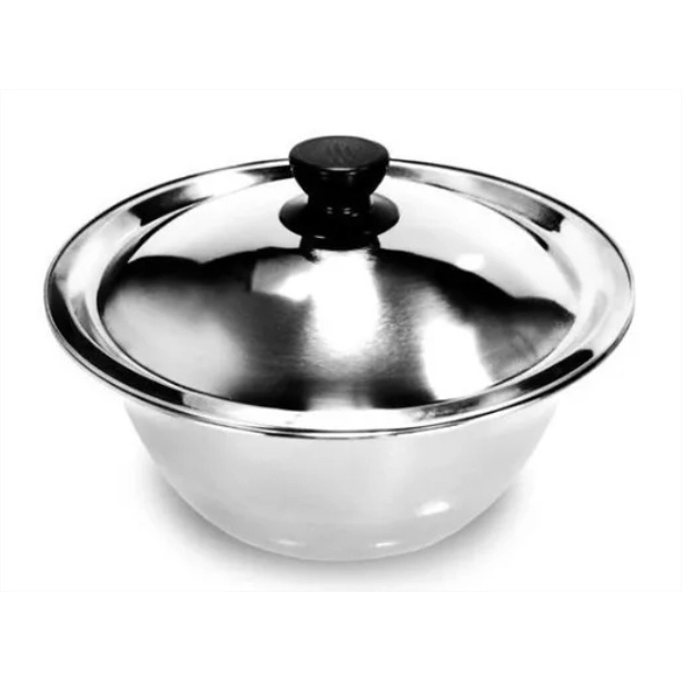 Saladeira com Tampa Redonda 24cm em Inox