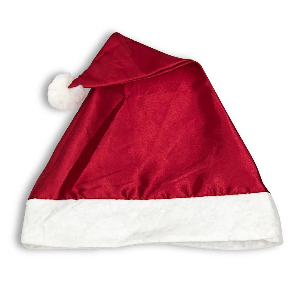 Gorro de Papai Noel Cetim Vermelho e Branco