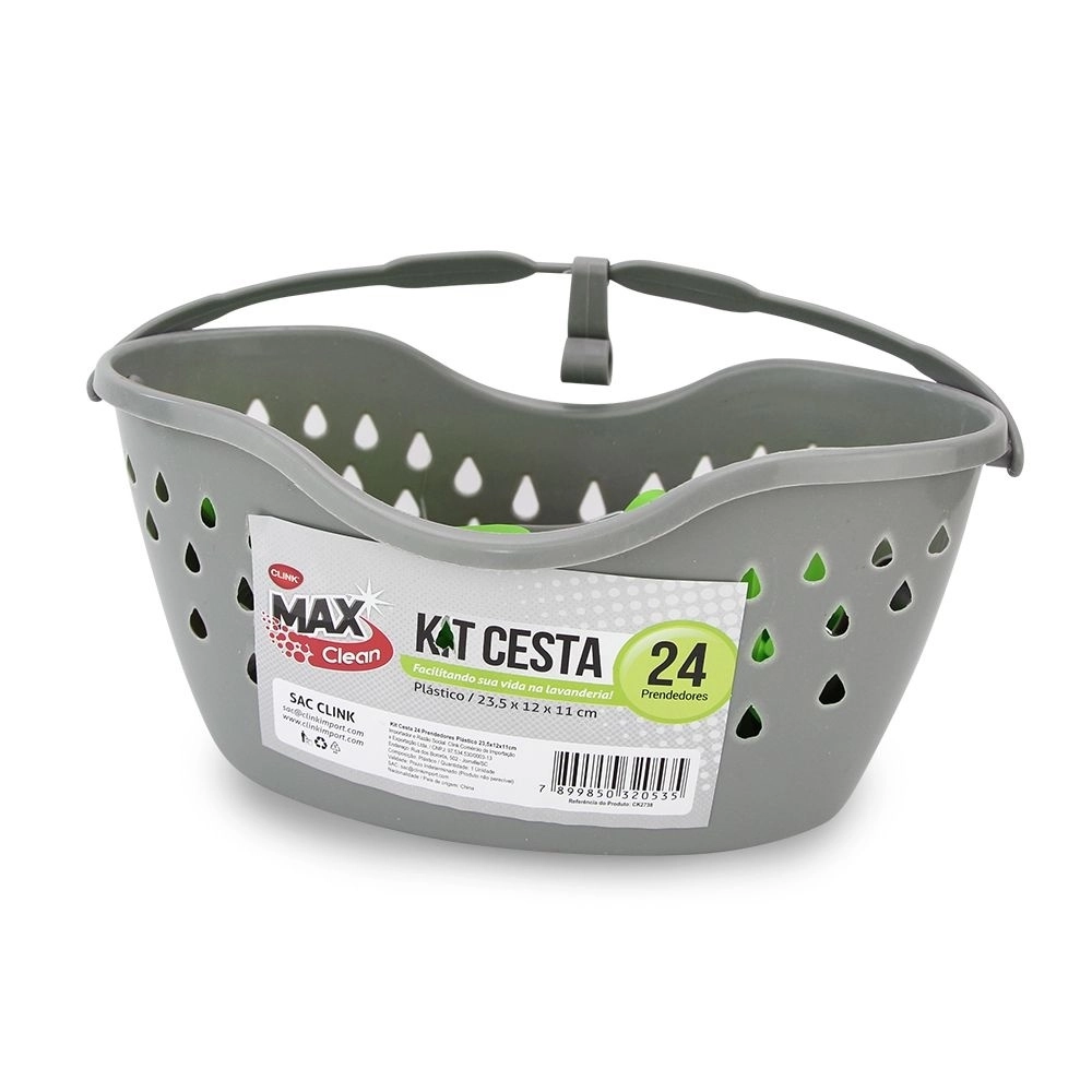 Kit Cesta e 24 Prendedores de Plástico - CLINK